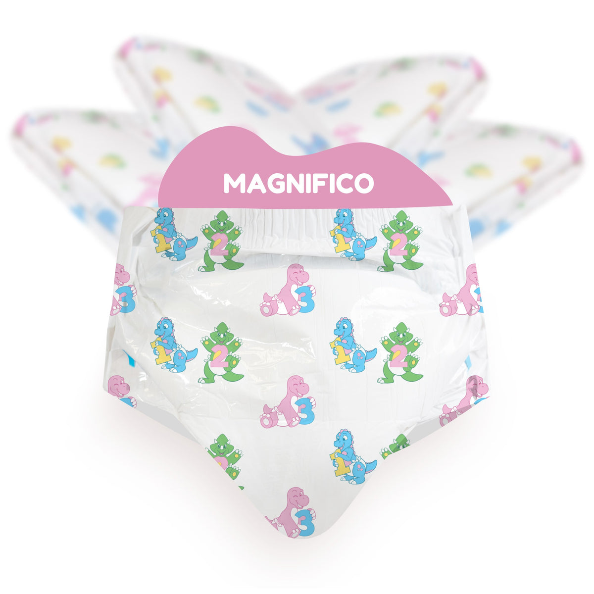 Bambino Magnifico all-over dino print adult diaper, product photo